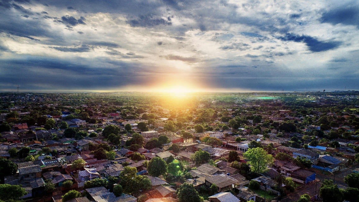 The aerial view of a large area