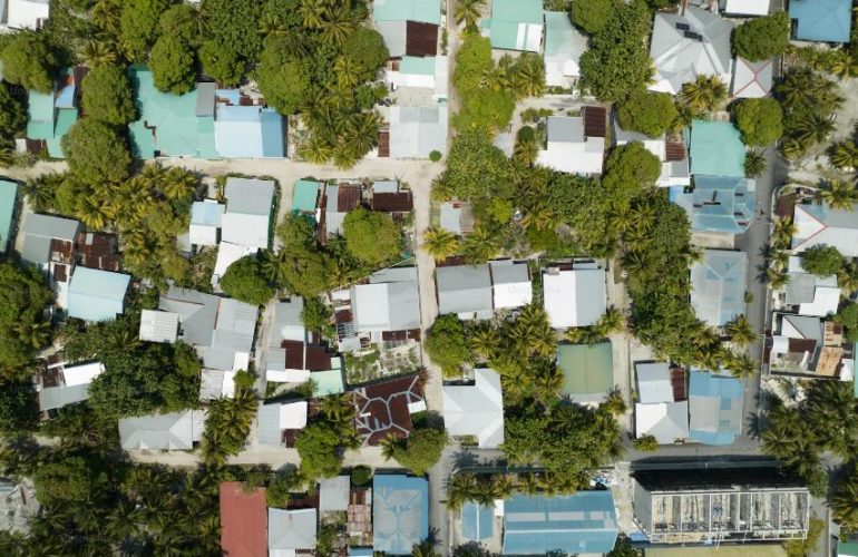 A residential area seen from above.